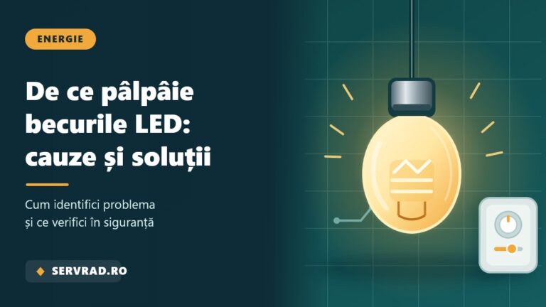 Bec LED aprins care pâlpâie, alături de un întrerupător cu reglarea intensității luminii și reprezentarea oscilațiilor luminoase