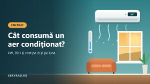 Aparat de aer condiționat pe peretele unei camere, setat la 24°