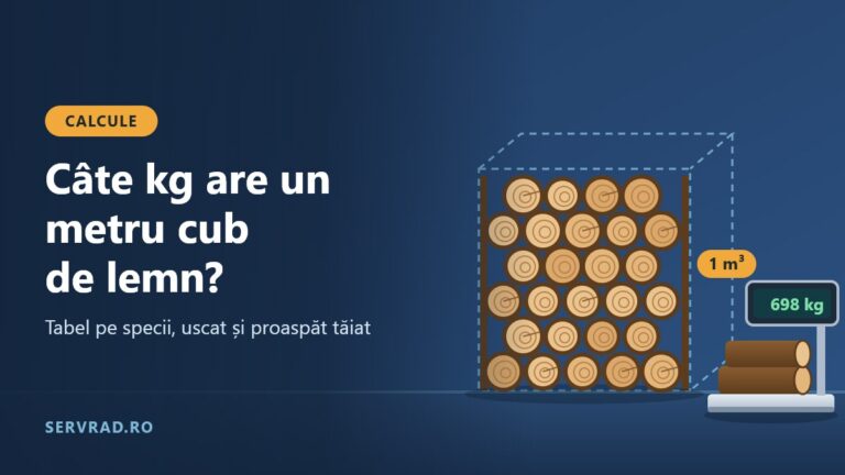 Stivă de lemne de foc despicate lângă un cântar cu platformă și un cub de un metru conturat