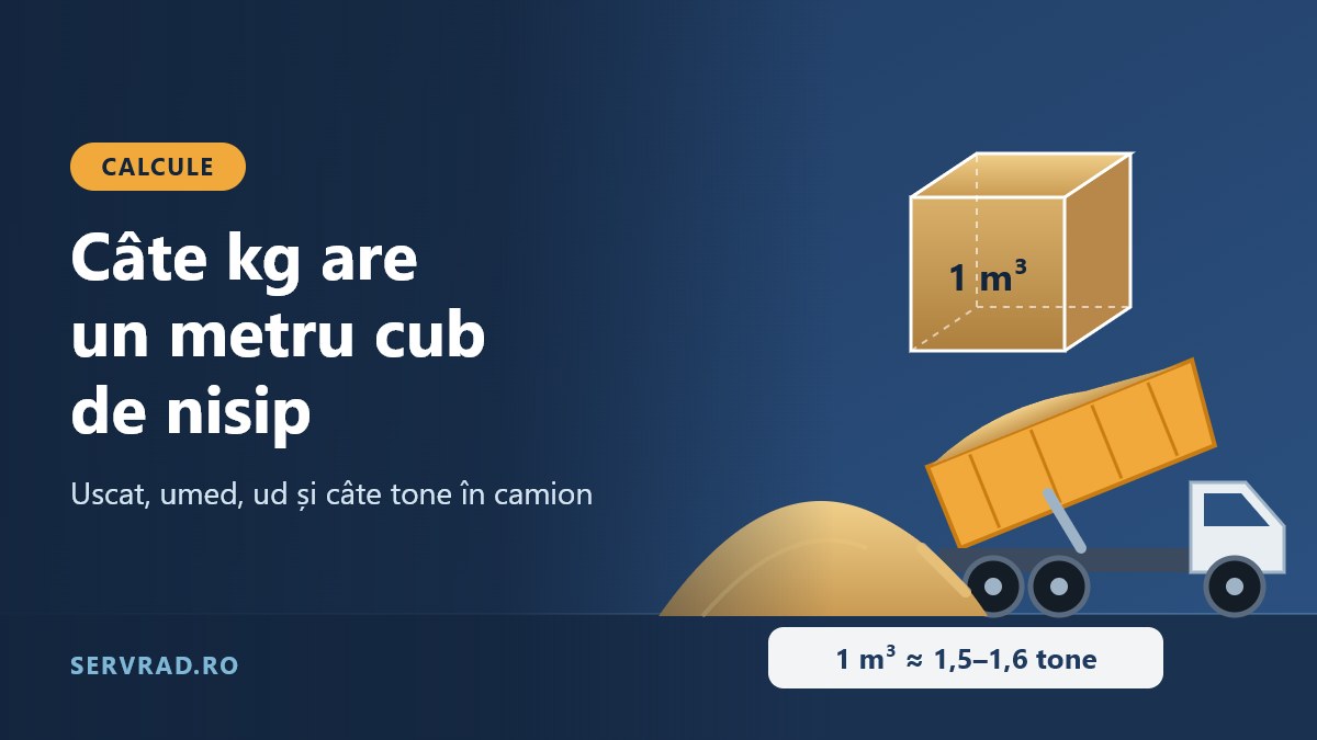 Grămadă de nisip lângă o basculantă și un cub transparent de un metru cub umplut cu nisip