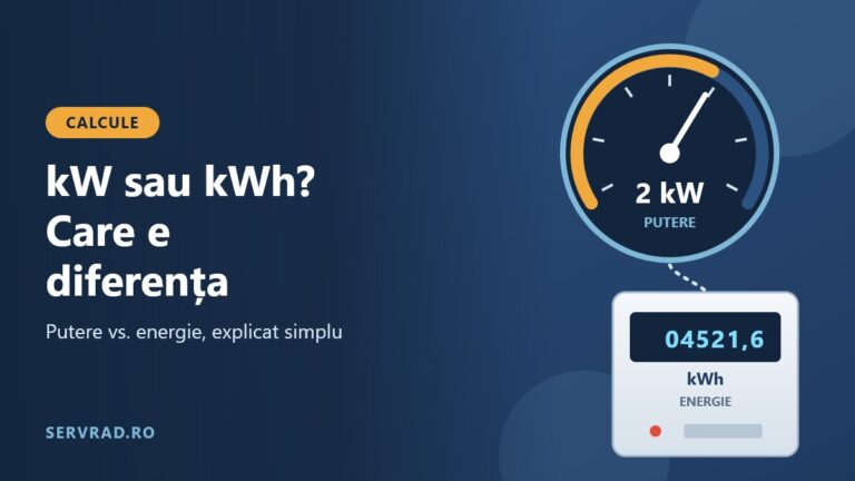 Contor electric cu afișaj în kWh lângă un vitezometru care arată puterea în kW